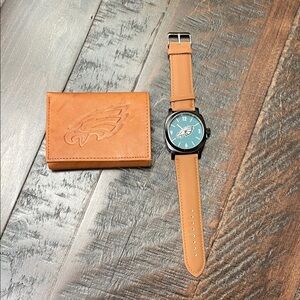 Philadelphia Eagles Brown Wallet & Watch Set - NWT
